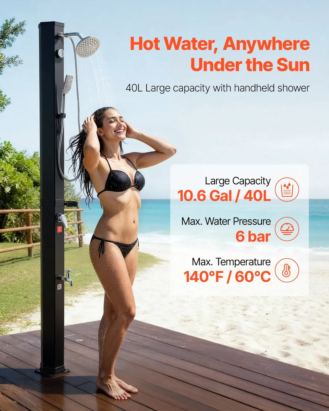 Solar Heated Outdoor Shower